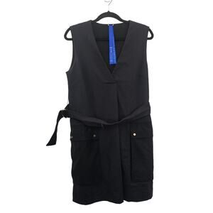 Kit and Ace Black In the Field Belted Sleeveless Women 8 V Neck